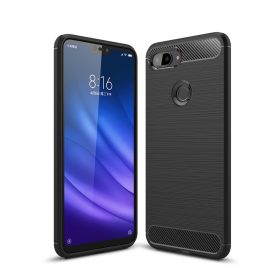   Xiaomi Mi 8 Lite / Mi 8 Youth Szilikon Tok Ütésállókivitel Karbon Mintázattal Fekete