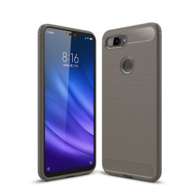   Xiaomi Mi 8 Lite / Mi 8 Youth Szilikon Tok Ütésállókivitel Karbon Mintázattal Szürke