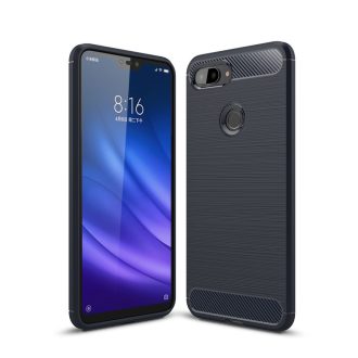   Xiaomi Mi 8 Lite / Mi 8 Youth Szilikon Tok Ütésállókivitel Karbon Mintázattal Sötétkék