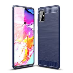   RMPACK Samsung Galaxy A51 Szilikon Tok Ütésállókivitel Karbon Mintázattal Sötétkék