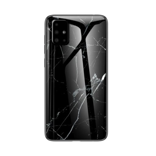 RMPACK Samsung Galaxy A51 Tok Fashion Ütésálló Márvány Mintás + Tempered Glass Hátlapi Üveg A02