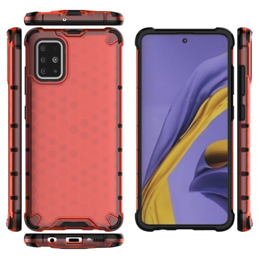 RMPACK Samsung Galaxy A51 Shock-Proof Szilikon Tok Ütésálló Kivitel Honeycomb Style Piros