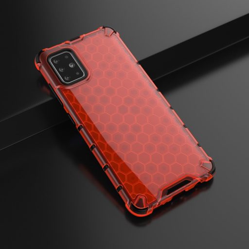 RMPACK Samsung Galaxy A51 Shock-Proof Szilikon Tok Ütésálló Kivitel Honeycomb Style Piros