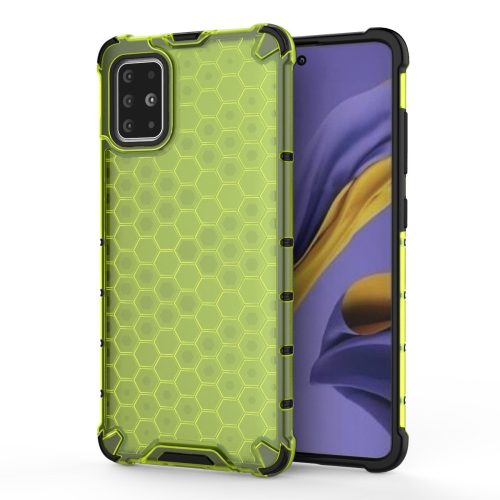 RMPACK Samsung Galaxy A51 Shock-Proof Szilikon Tok Ütésálló Kivitel Honeycomb Style Zöld