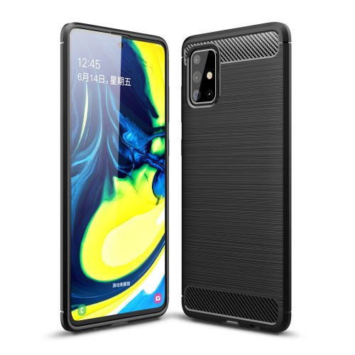 RMPACK Samsung Galaxy A71 Szilikon Tok Ütésállókivitel Karbon Mintázattal Fekete