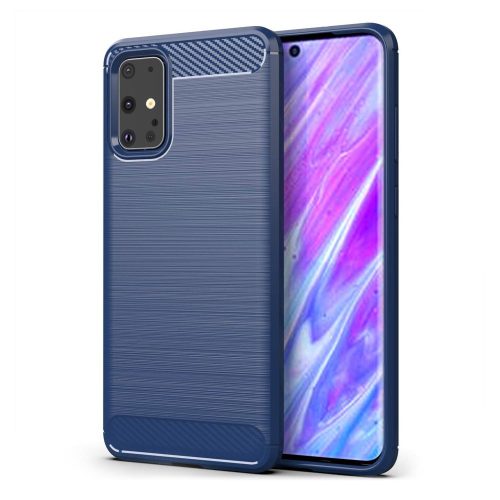 Samsung Galaxy S20 Ultra Szilikon Tok Ütésállókivitel Karbon Mintázattal Sötétkék
