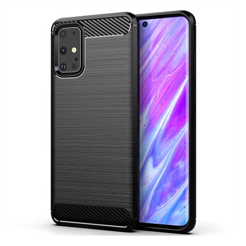 Samsung Galaxy S20 Szilikon Tok Ütésállókivitel Karbon Mintázattal Fekete