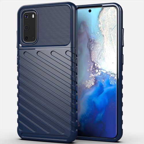 RMPACK Samsung Galaxy S20 Szilikon Tok Twill Ütésálló Thunder Series Kivitel Sötétkék