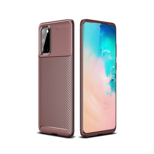 RMPACK Samsung Galaxy S20 Tok Szilikon TPU Ütésálló New Carbon Barna