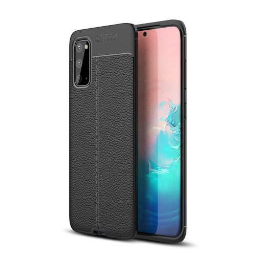 RMPACK Samsung Galaxy S20 Szilikon Tok Bőrmintázattal TPU Prémium Fekete