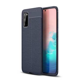   RMPACK Samsung Galaxy S20 Szilikon Tok Bőrmintázattal TPU Prémium Sötétkék