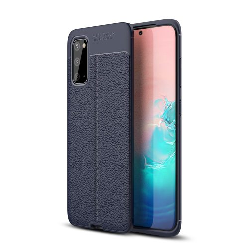 RMPACK Samsung Galaxy S20 Szilikon Tok Bőrmintázattal TPU Prémium Sötétkék