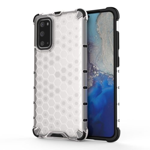 RMPACK Samsung Galaxy S20 Shock-Proof Szilikon Tok Ütésálló Kivitel Honeycomb Style Fehér