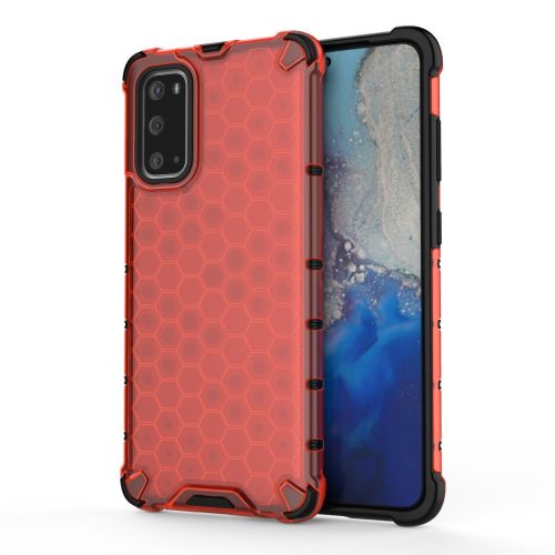 RMPACK Samsung Galaxy S20 Shock-Proof Szilikon Tok Ütésálló Kivitel Honeycomb Style Piros