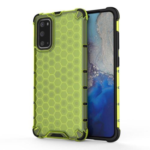 RMPACK Samsung Galaxy S20 Shock-Proof Szilikon Tok Ütésálló Kivitel Honeycomb Style Zöld