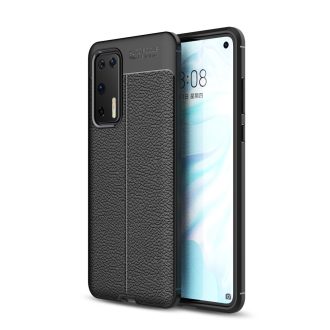   RMPACK Huawei P40 Szilikon Tok Bőrmintázattal TPU Prémium Fekete