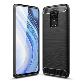   RMPACK Xiaomi Redmi Note 9 Szilikon Tok Ütésállókivitel Karbon Mintázattal Fekete