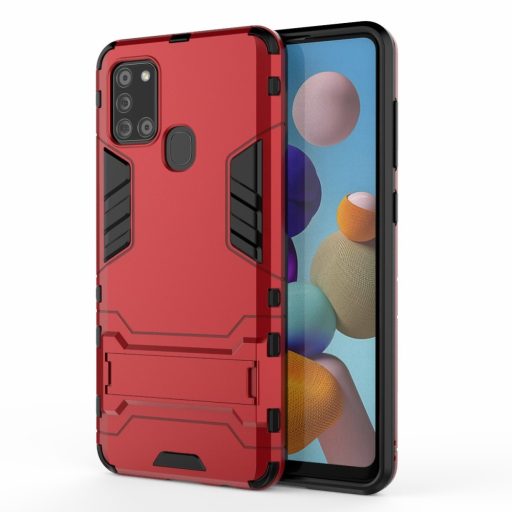 RMPACK Samsung Galaxy A21S 2in1 Tok Ütésálló - Kitámasztható TPU Hybrid Piros