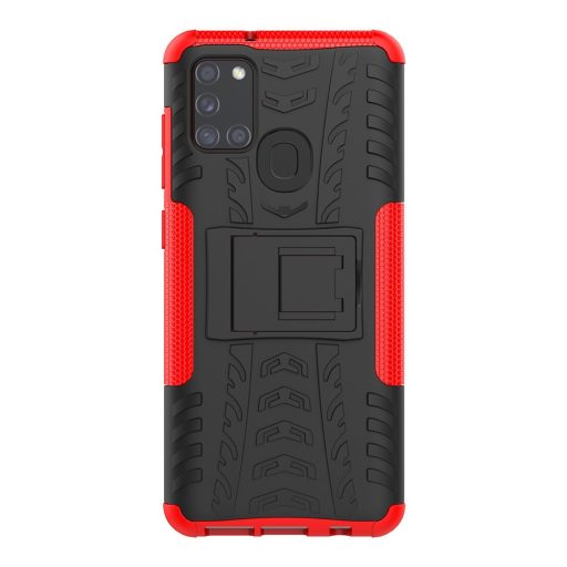 RMPACK Samsung Galaxy A21S Ütésálló Tok Kitámasztható 2in1 Hybrid Piros