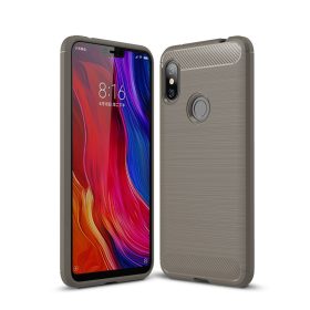   RMPACK Xiaomi Redmi Note 6 Pro Szilikon Tok Ütésállókivitel Karbon Mintázattal Szürke