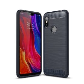   RMPACK Xiaomi Redmi Note 6 Pro Szilikon Tok Ütésállókivitel Karbon Mintázattal Sötétkék