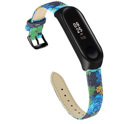   RMPACK Xiaomi Mi Band 5 Pótszíj Bőrszíj - Óraszíj Mintás Flowers A05