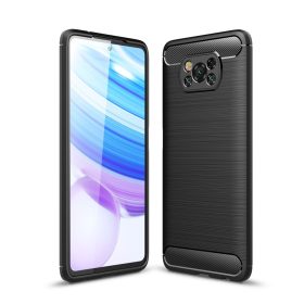   RMPACK Xiaomi Poco X3 Szilikon Tok Ütésállókivitel Karbon Mintázattal Fekete