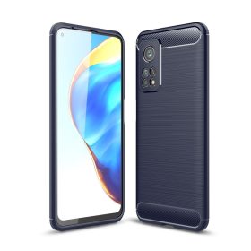   RMPACK Xiaomi Mi 10T 5G / Mi 10T Pro 5G Szilikon Tok Ütésállókivitel Karbon Mintázattal Sötétkék