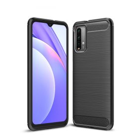   RMPACK Xiaomi Poco M3 Szilikon Tok Ütésállókivitel Karbon Mintázattal Fekete
