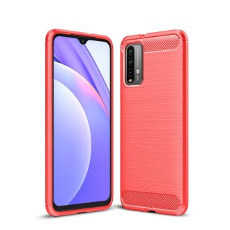   RMPACK Xiaomi Poco M3 Szilikon Tok Ütésállókivitel Karbon Mintázattal Piros