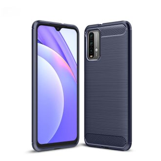   RMPACK Xiaomi Poco M3 Szilikon Tok Ütésállókivitel Karbon Mintázattal Sötétkék