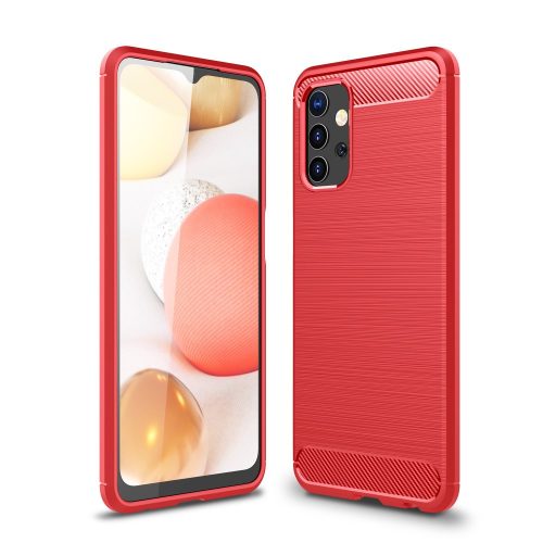 RMPACK Samsung Galaxy A32 5G Szilikon Tok Ütésállókivitel Karbon Mintázattal Piros