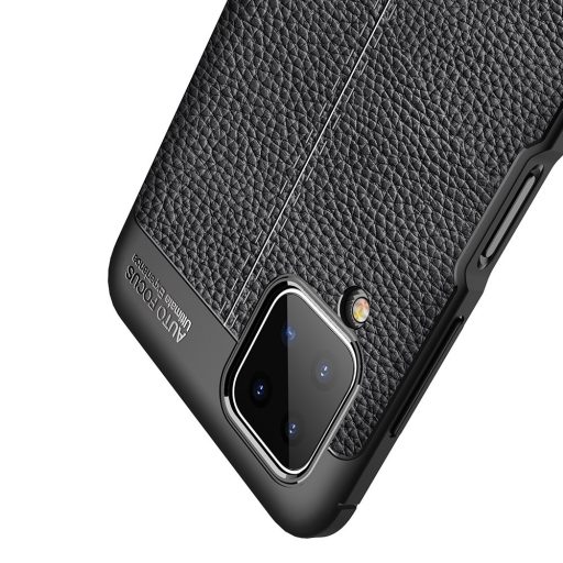 RMPACK Samsung Galaxy A12 Szilikon Tok Bőrmintázattal TPU Prémium Fekete