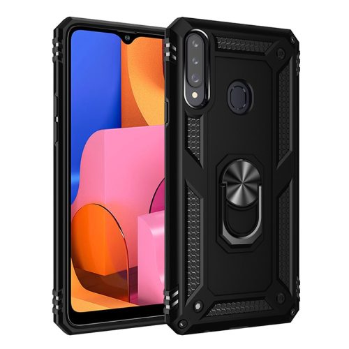 RMPACK Samsung Galaxy A20S Armor Tok Ütésálló 2in1 PC TPU Series Gyűrűs - Kitámasztható Fekete