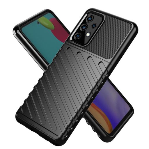 RMPACK Samsung Galaxy A52 5G Szilikon Tok Twill Ütésálló Thunder Series Kivitel Fekete