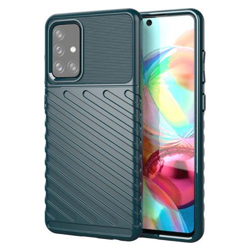 RMPACK Samsung Galaxy A72 5G Szilikon Tok Twill Ütésálló Thunder Series Kivitel Zöld