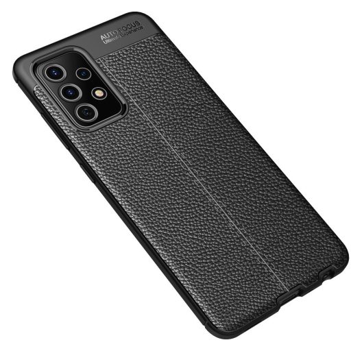 RMPACK Samsung Galaxy A72 5G Szilikon Tok Bőrmintázattal TPU Prémium Fekete