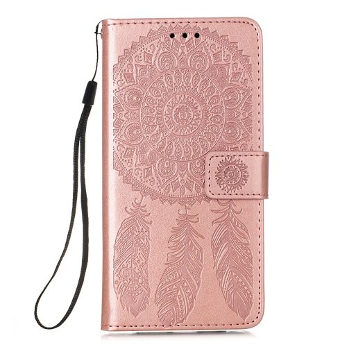 RMPACK Samsung Galaxy A72 5G Notesz Tok Dream Catcher - Álomfogó Mintás Kártyartóval- Kitámasztható Rózsaarany