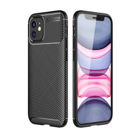   RMPACK Apple iPhone 12 6.1' Tok Szilikon TPU NEW Carbon Fiber - Karbon Minta Fekete