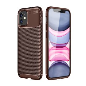   RMPACK Apple iPhone 12 6.1' Tok Szilikon TPU NEW Carbon Fiber - Karbon Minta Barna