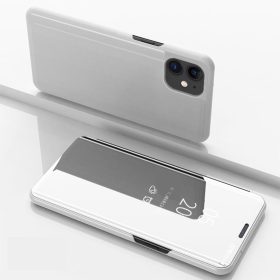  RMPACK Apple iPhone 12 6.1' Notesz Tok Mirror View Window Tükrözödő Felülettel Ezüst