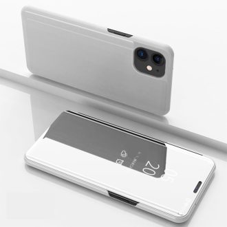   RMPACK Apple iPhone 12 6.1' Notesz Tok Mirror View Window Tükrözödő Felülettel Ezüst