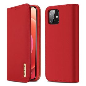   RMPACK Apple iPhone 12 / iPhone 12 Pro 6.1' Bőrtok Notesz Dux Ducis Wish Series Premium Piros