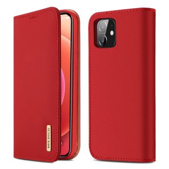   RMPACK Apple iPhone 12 / iPhone 12 Pro 6.1' Bőrtok Notesz Dux Ducis Wish Series Premium Piros