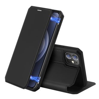   RMPACK Apple iPhone 12 / iPhone 12 Pro 6.1' Notesz Tok DUX Ducis Kitámasztható Mágneses Skin X Fekete