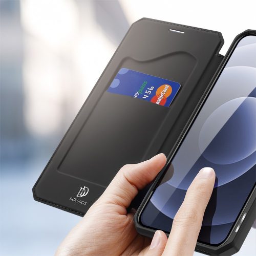 RMPACK Apple iPhone 12 / iPhone 12 Pro 6.1' Notesz Tok DUX Ducis Kitámasztható Mágneses Skin X Fekete