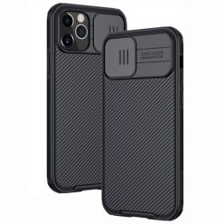   RMPACK Apple iPhone 12 / iPhone 12 Pro 6.1' Nillkin Camshield Tok Kamera lencsevédővel Textured Series Fekete