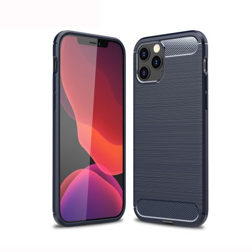 RMPACK Apple iPhone 12 / iPhone 12 Pro 6.1' Szilikon Tok Ütésállókivitel Karbon Mintázattal Kék