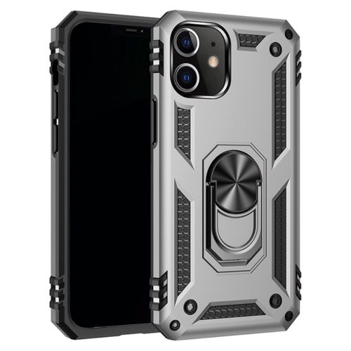 RMPACK Apple iPhone 12 / iPhone 12 Pro 6.1' Armor Tok Ütésálló 2in1 PC TPU Series Gyűrűs - Kitámasztható Szürke