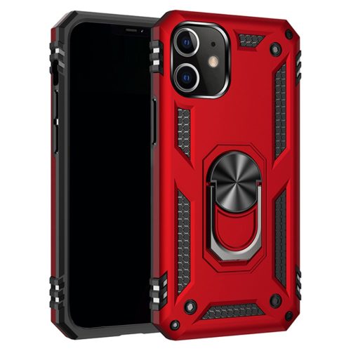 RMPACK Apple iPhone 12 / iPhone 12 Pro 6.1' Armor Tok Ütésálló 2in1 PC TPU Series Gyűrűs - Kitámasztható Piros